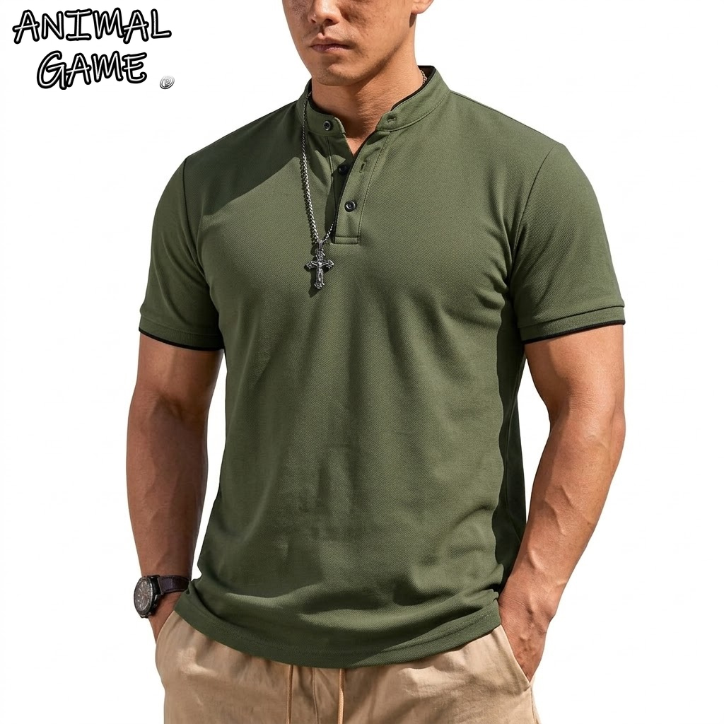 Hiking - Summer Short Sleeve Henley Shirt Men
