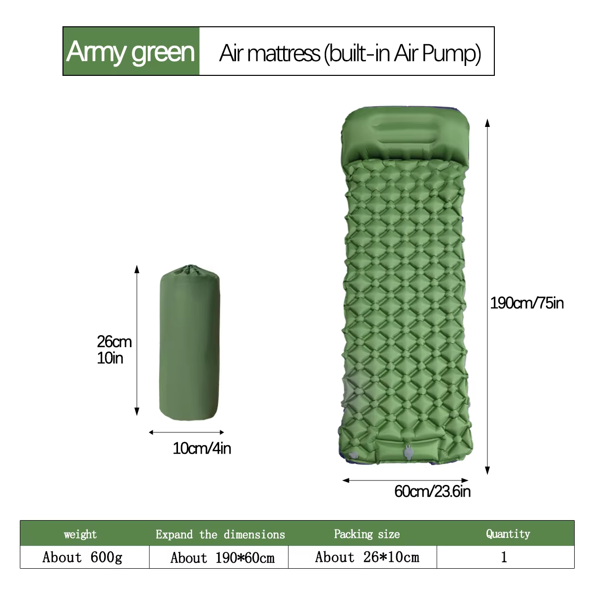 190*60cm Outdoor Camping Infla - Hiking 评论和价格