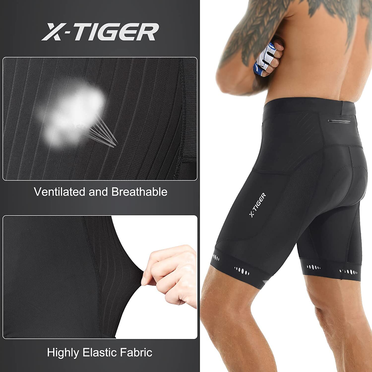 X-TIGER Men Cycling Shorts wit - Padded Cycling Shorts 5D Gel 评论和价格