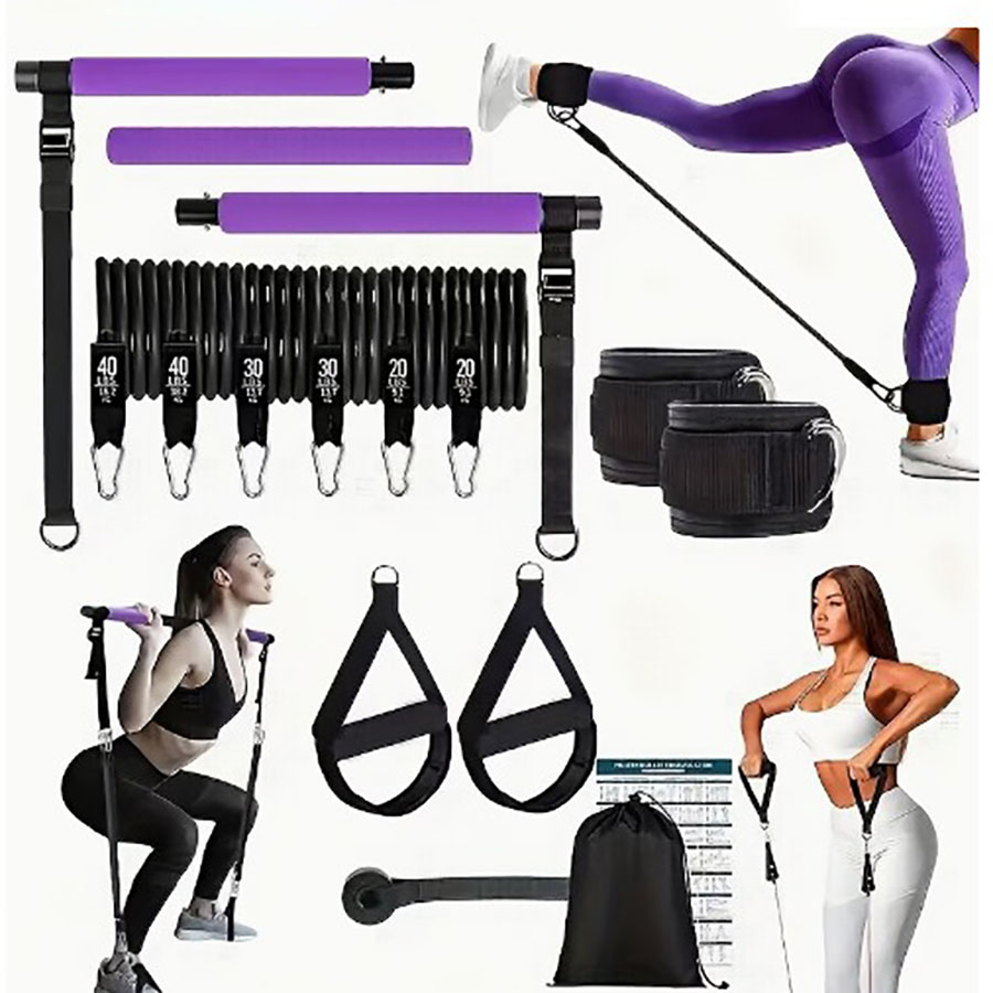 180lbs Resistance Bands with A - Pilates Bar Kit With Resistance Bands 评论和价格