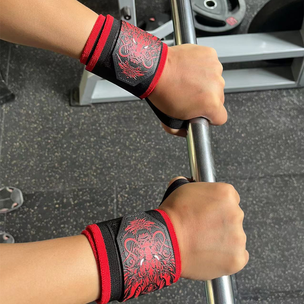 1Pair Chinese Dragon Fitness W - Wrist Wraps Weightlifting Support 评论和价格