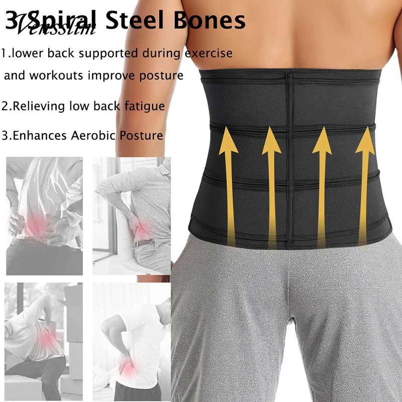 Vensslim Men Waist Trainer Tri - Sweat Waist Trainer Belt Neoprene 评论和价格