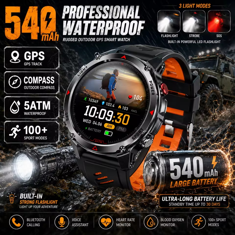 Military 540mAh GPS Smart Watc - Resistance Bands Set With Handles 评论和价格