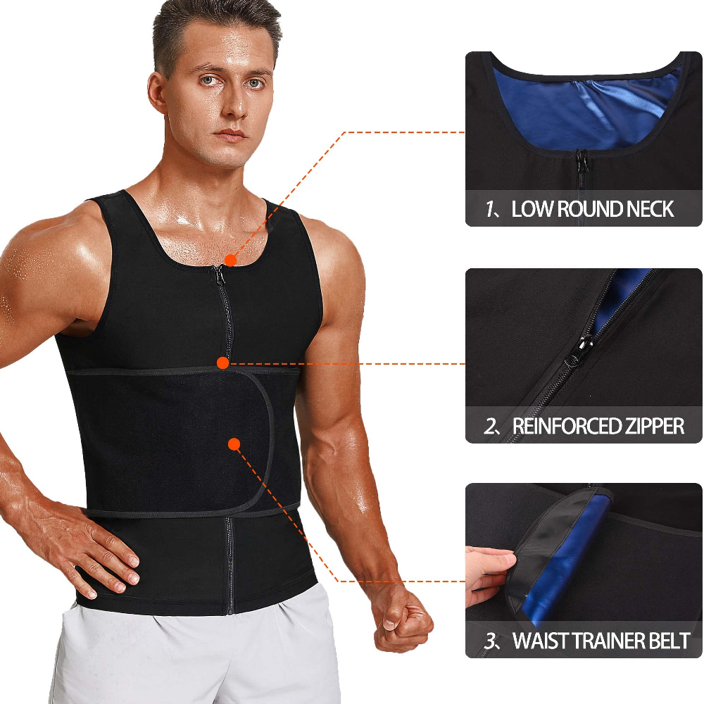 1PC Men Zipper Sauna Waist Tra - Sweat Waist Trainer Belt Neoprene 评论和价格