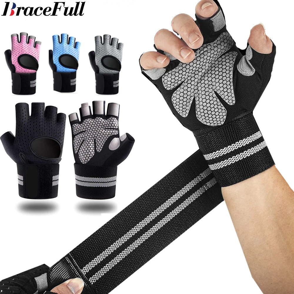 1Pair Half Finger Gym Fitness  - Wrist Wraps Weightlifting Support 评论和价格