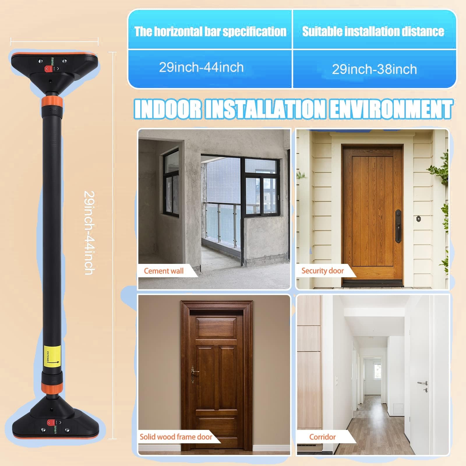 Adjustable Pull Up Bar for Doo - Door Pull Up Bar No Screw 评论和价格