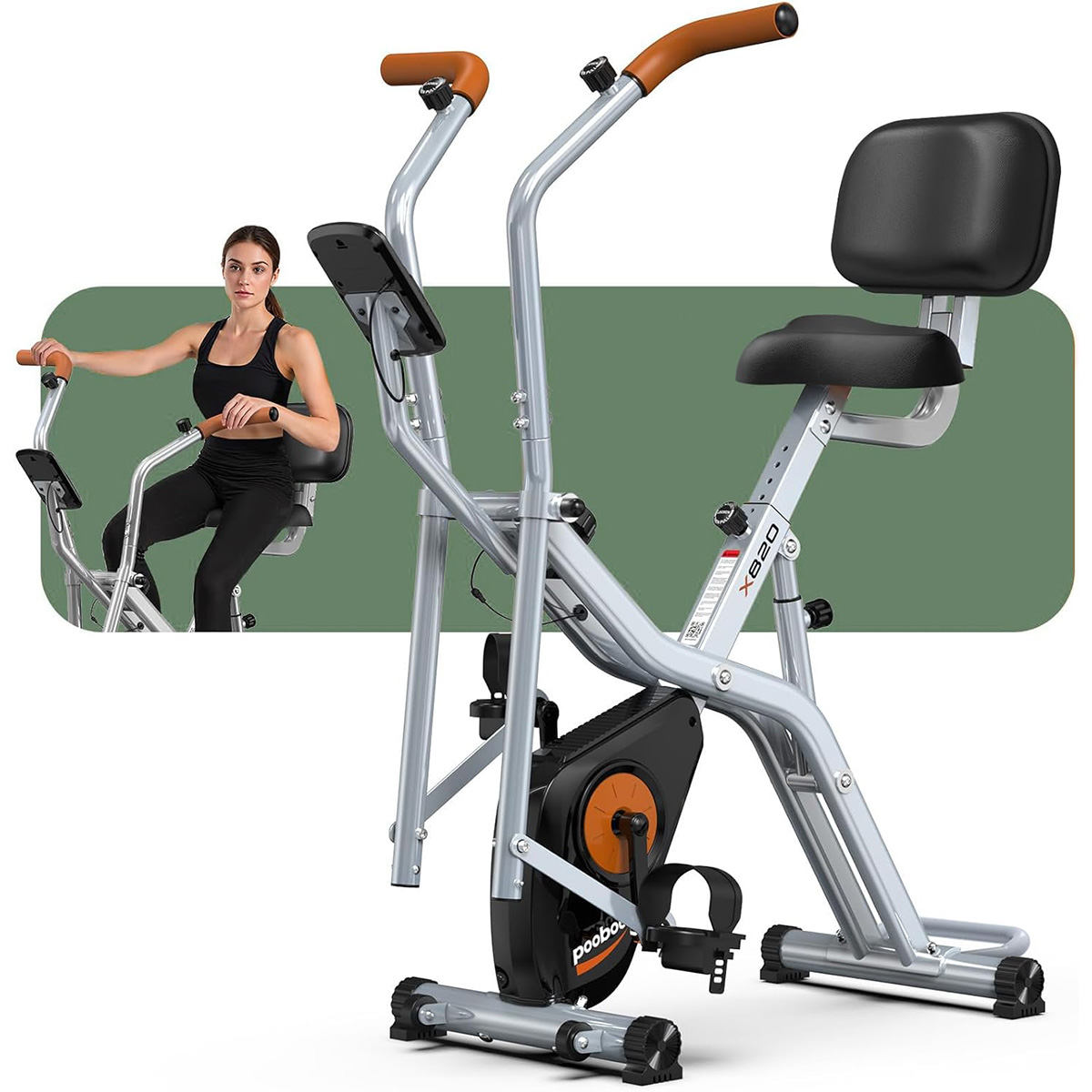Pooboo Foldable 2-in-1 Exercis - Exercise Bike Magnetic Resistance 评论和价格